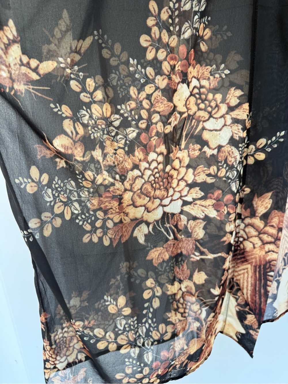 Sheer Black Floral Kimono Cardigan - Picture 5 of 6